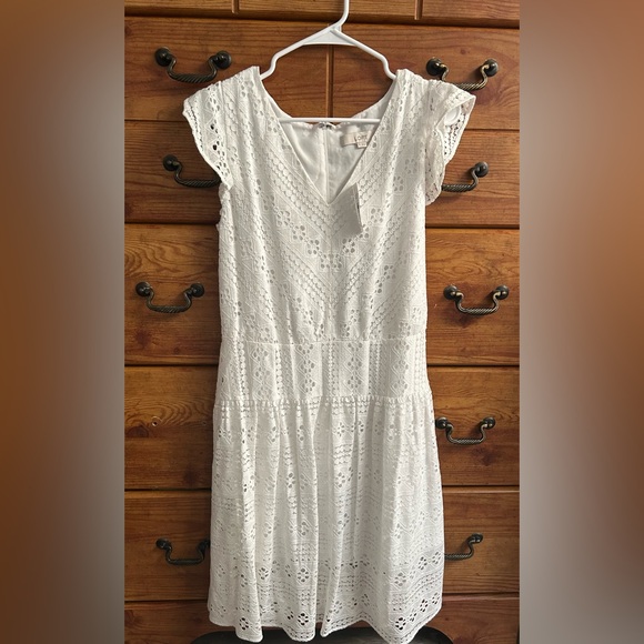 LOFT Dresses & Skirts - LOFT White Embellished Tiered Midi Sundress NWT